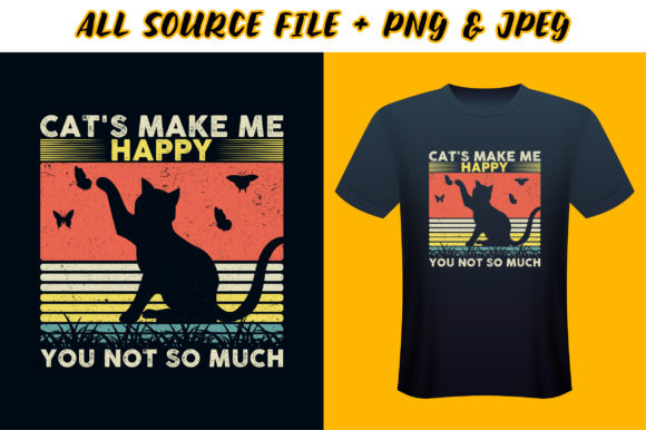 Cat T-shirt Design - Cats Make Me Happy