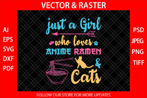 Just a Girl Who Loves Anime Ramen Cat Embroidery